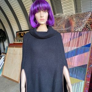 Ralph Lauren Sweater Knit Cape, Suede Trim